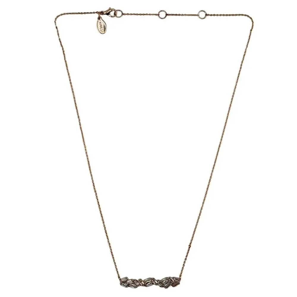 Express Modern Dainty Cubic Zirconia Baguettes Rose Gold Tone 19